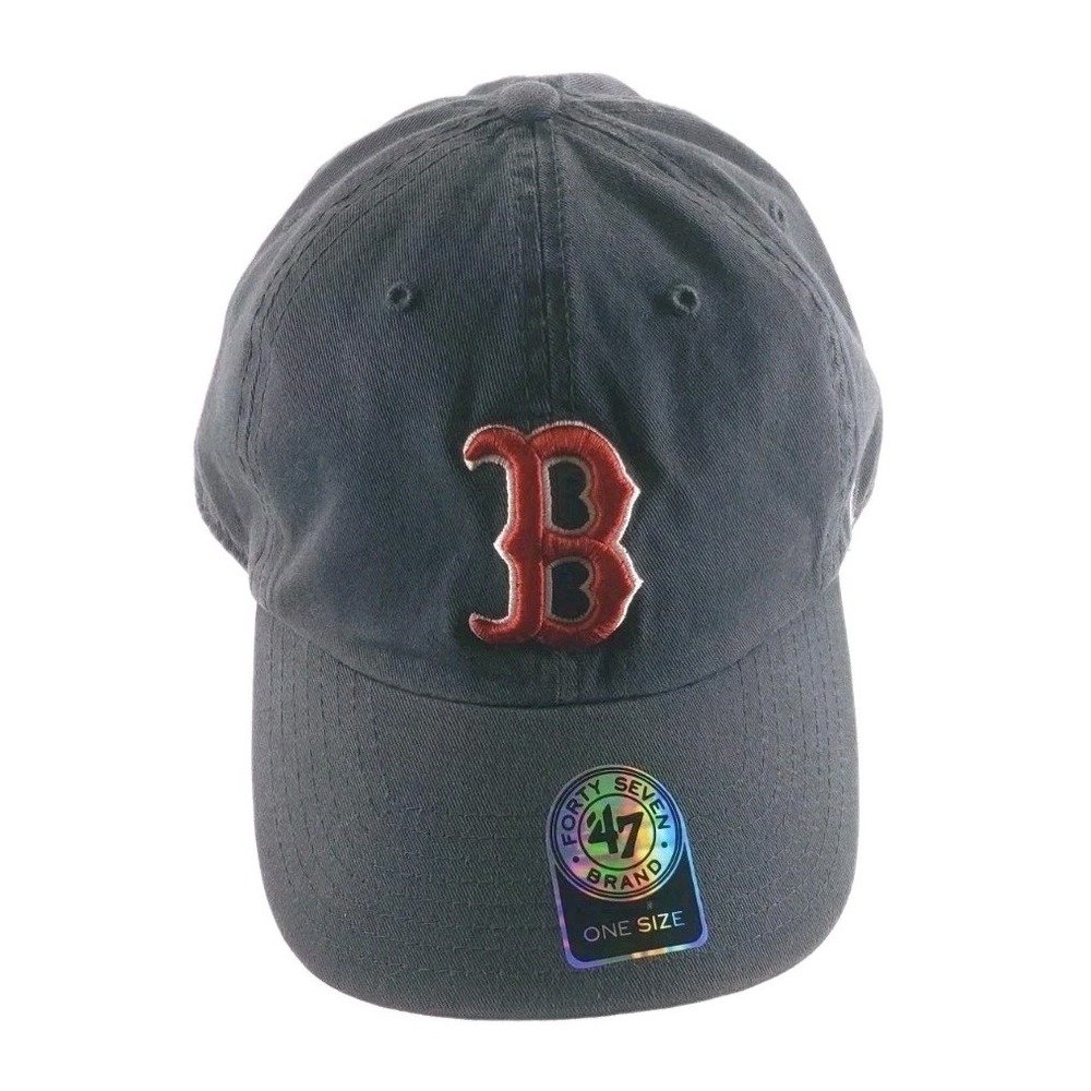MLB Boston Red Sox Cap Navy Baseball Clean Up Adjustable Hat '47 Brand One Size